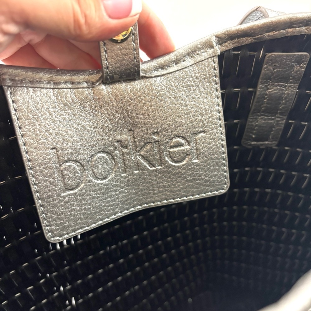 Botkier Large Silver/ Gold Metallic New York Leather Woven Tote Bag Purse - Picture 6 of 15